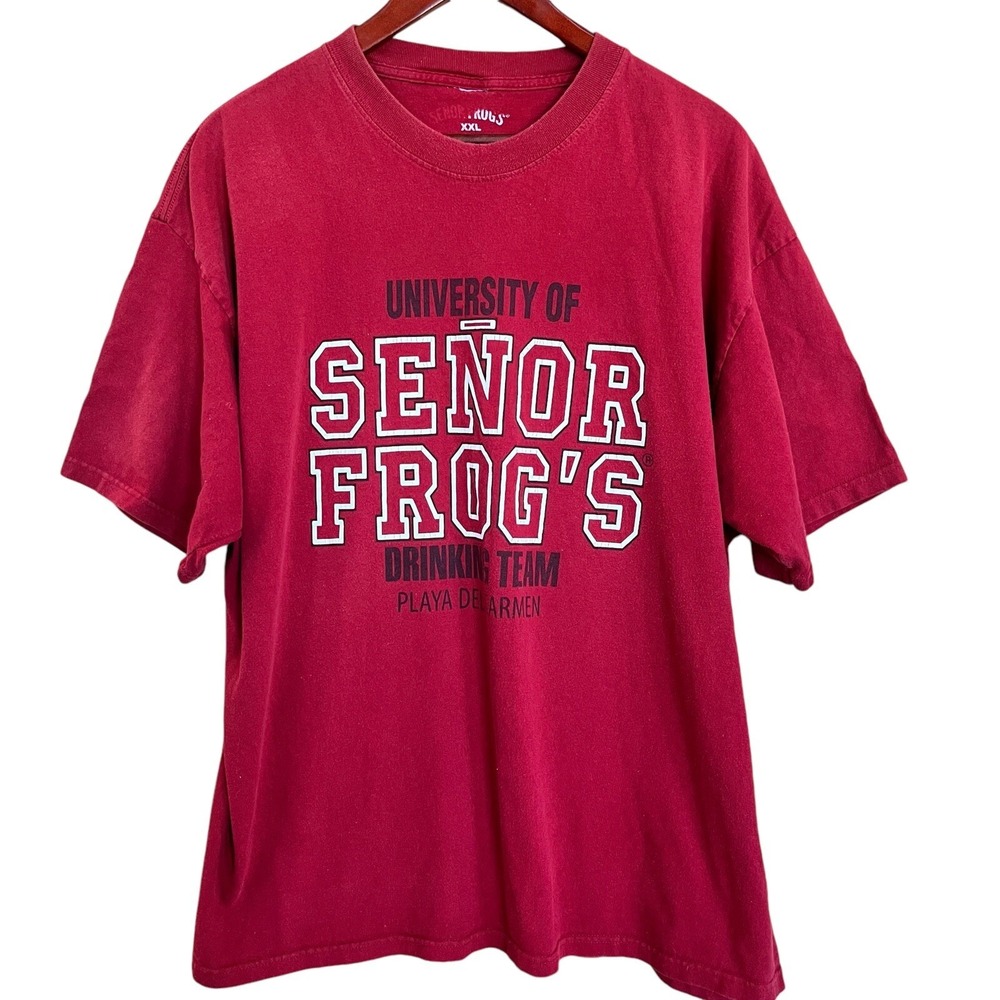 Senor Frogs Tshirt Adult XXL Red Playa Del Carmen Mexico Beach U Vacation Travel